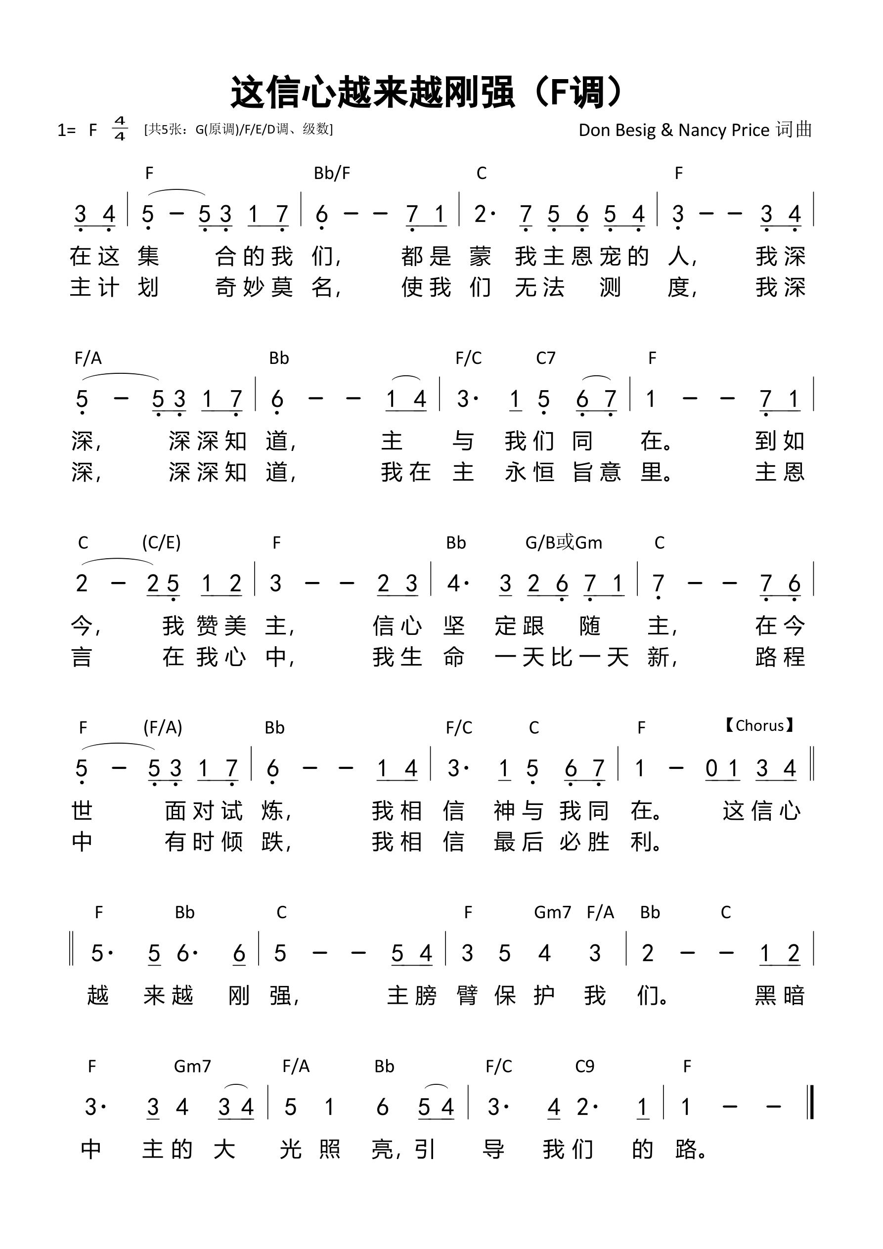 这信心越来越刚强（F调）和弦简谱 第 1 页