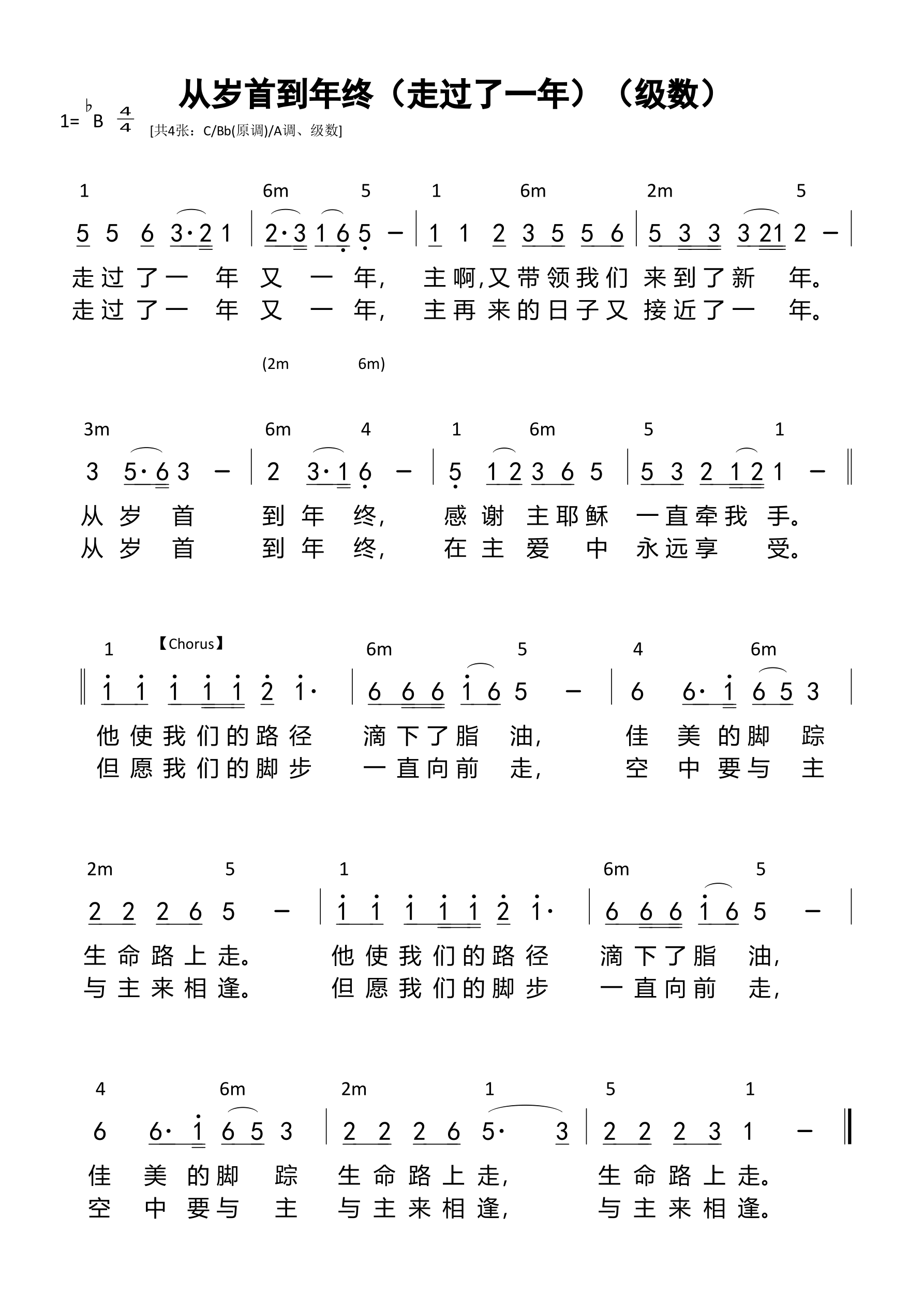 从岁首到年终（走过了一年）（级数）和弦简谱 第 1 页