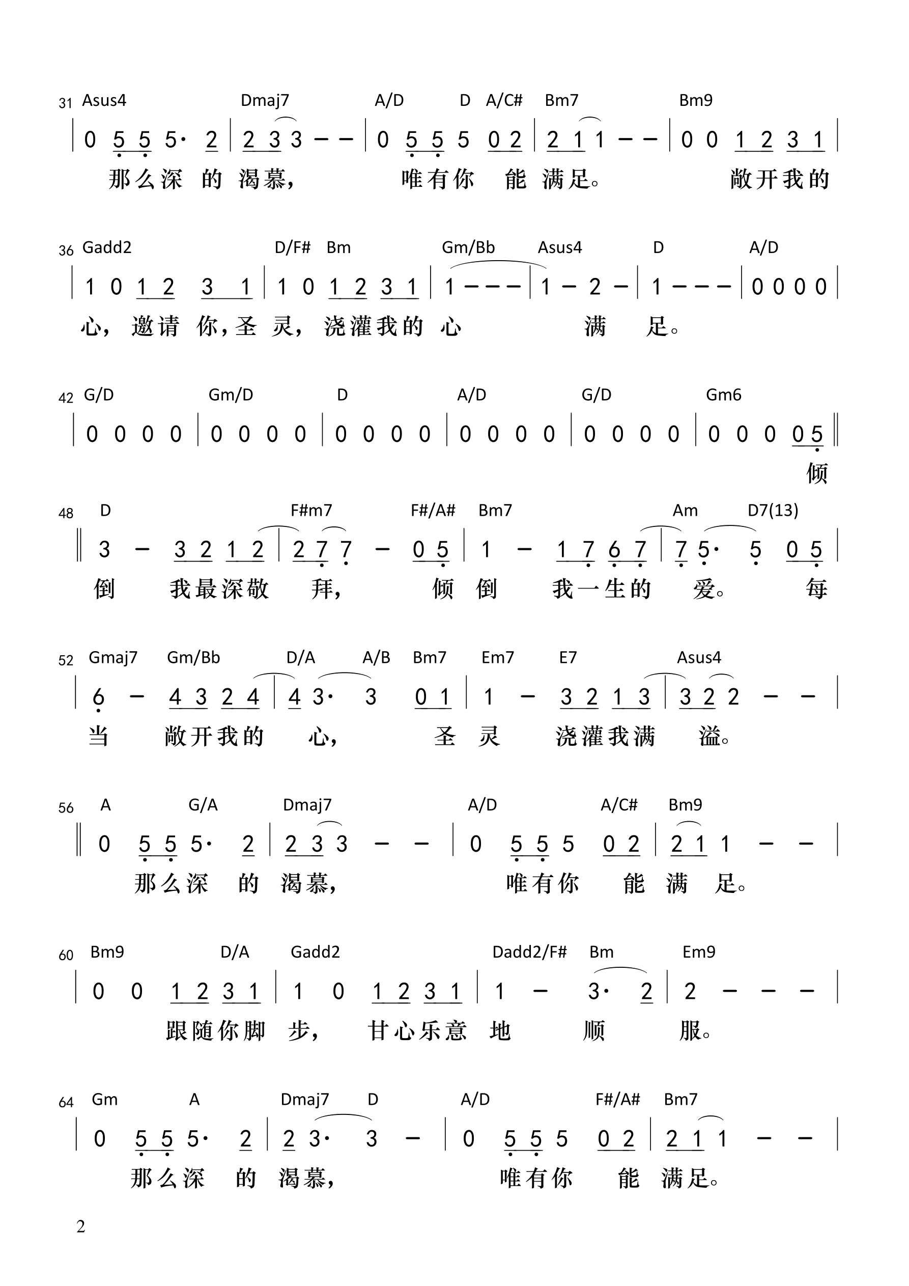 我敬拜你，耶稣（音频版）和弦简谱 第 2 页