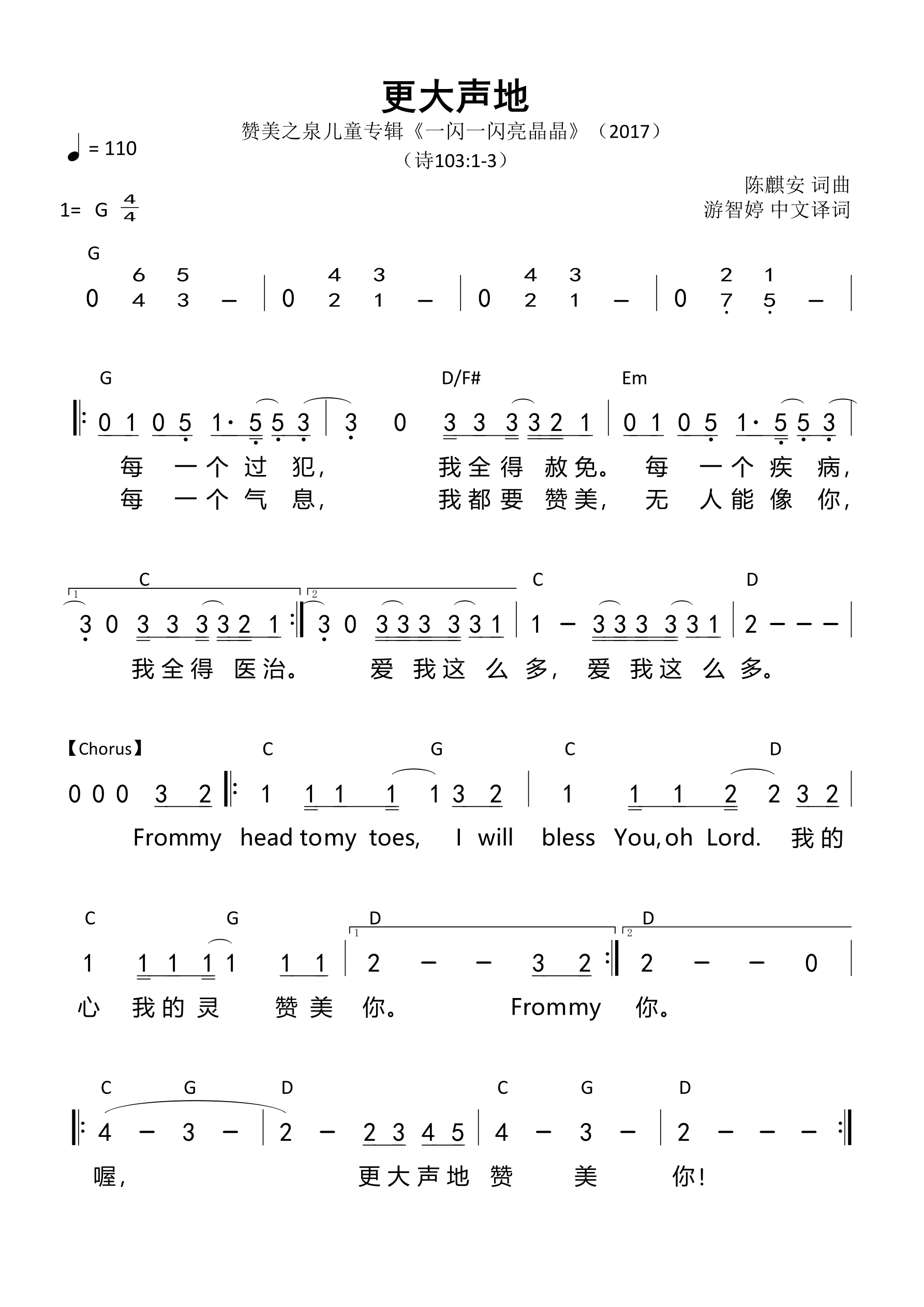 更大声地 和弦简谱 第 1 页