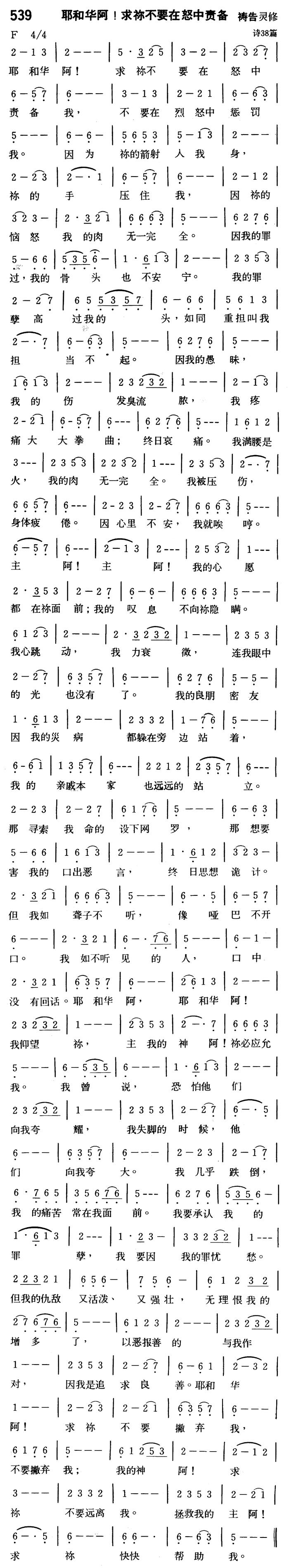 耶和华阿！求你不要在怒中责备 第 1 页