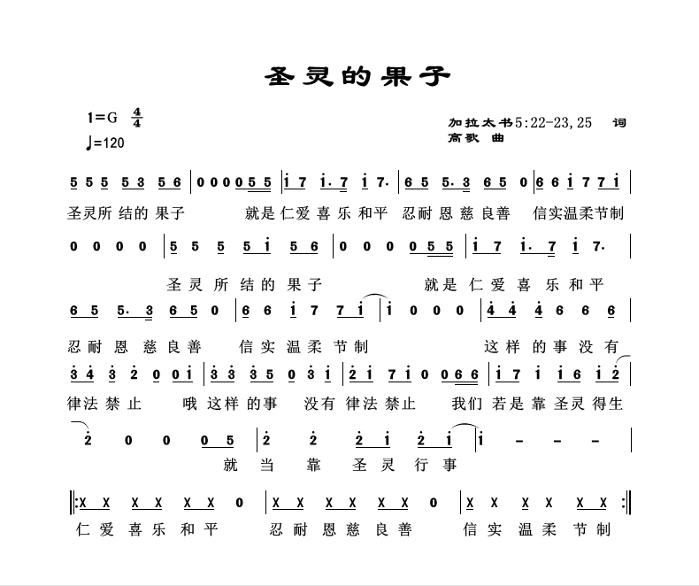 圣灵的果子 官方简谱 第 1 页
