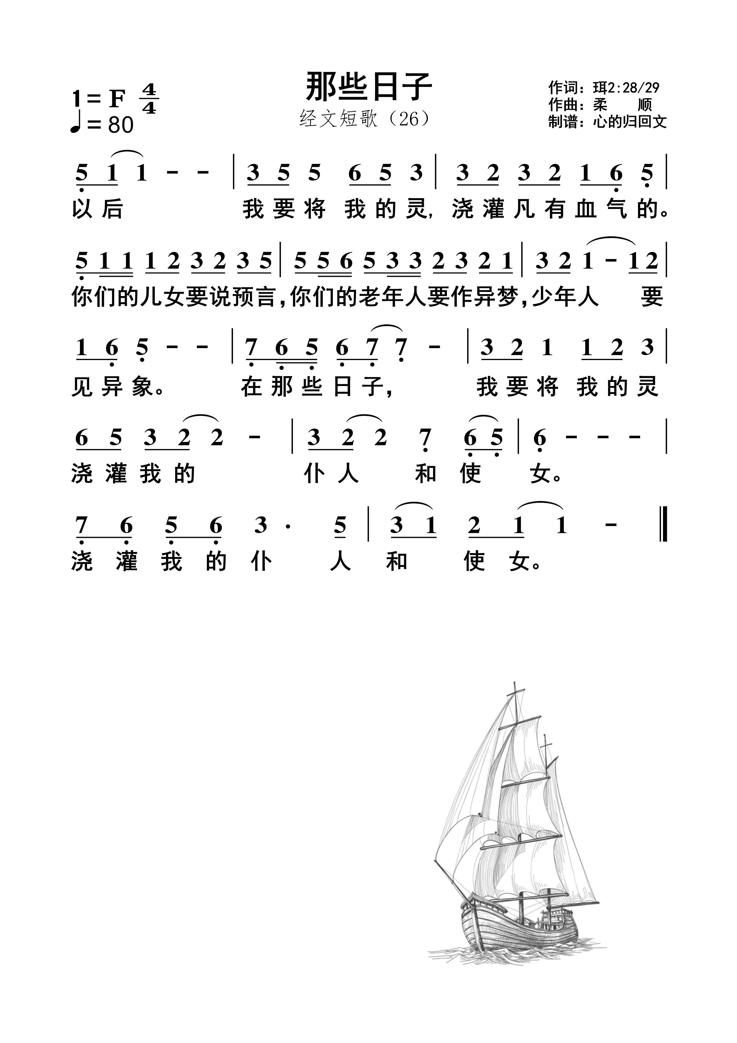 那些日子 简谱 第 1 页