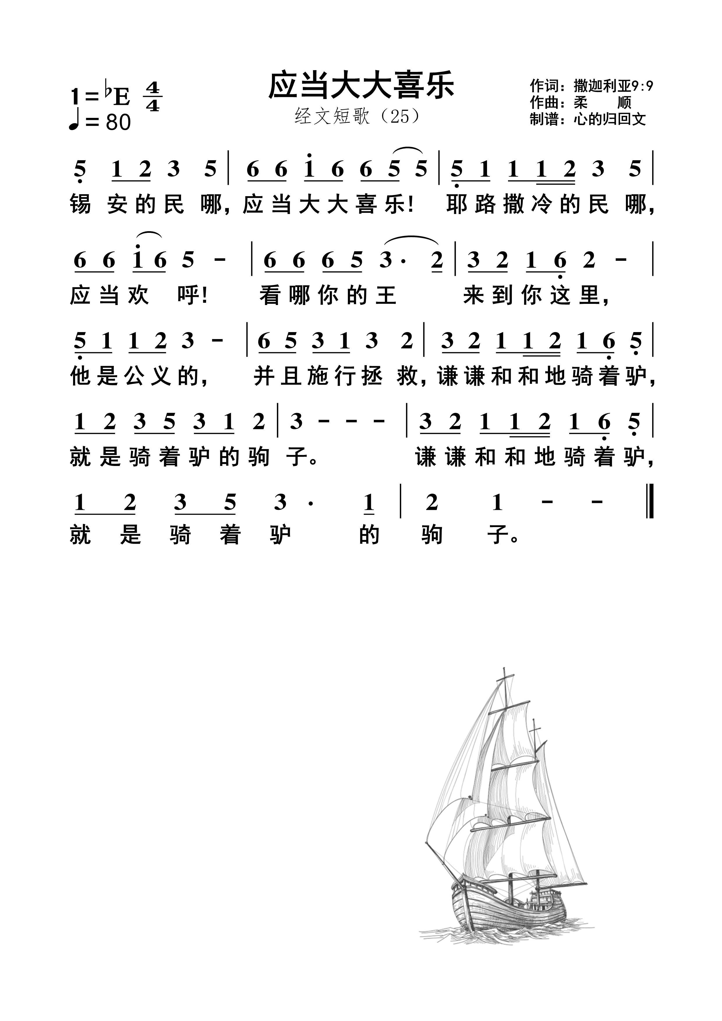应当大大喜乐 简谱 第 1 页