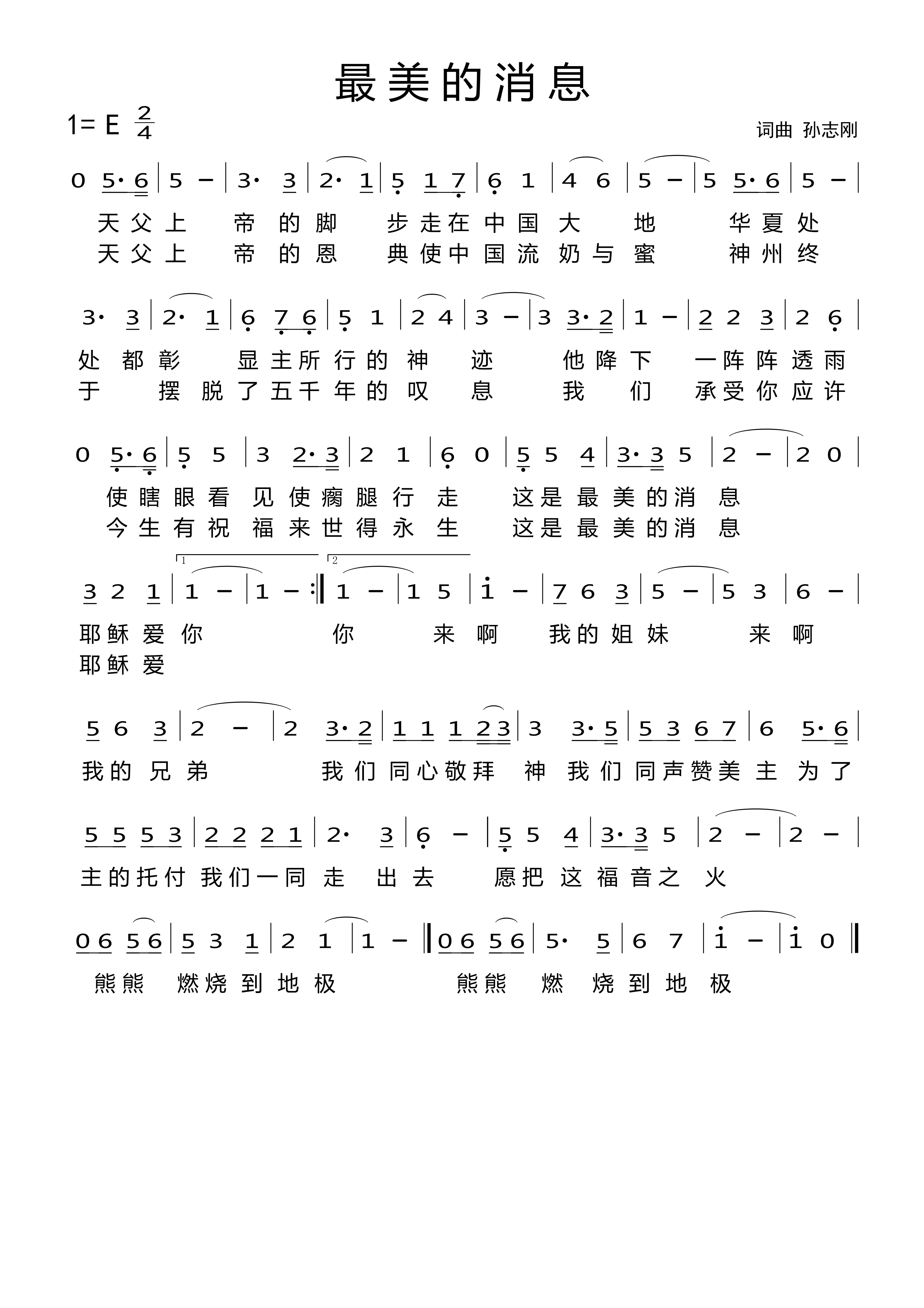 最美的消息 简谱 第 1 页
