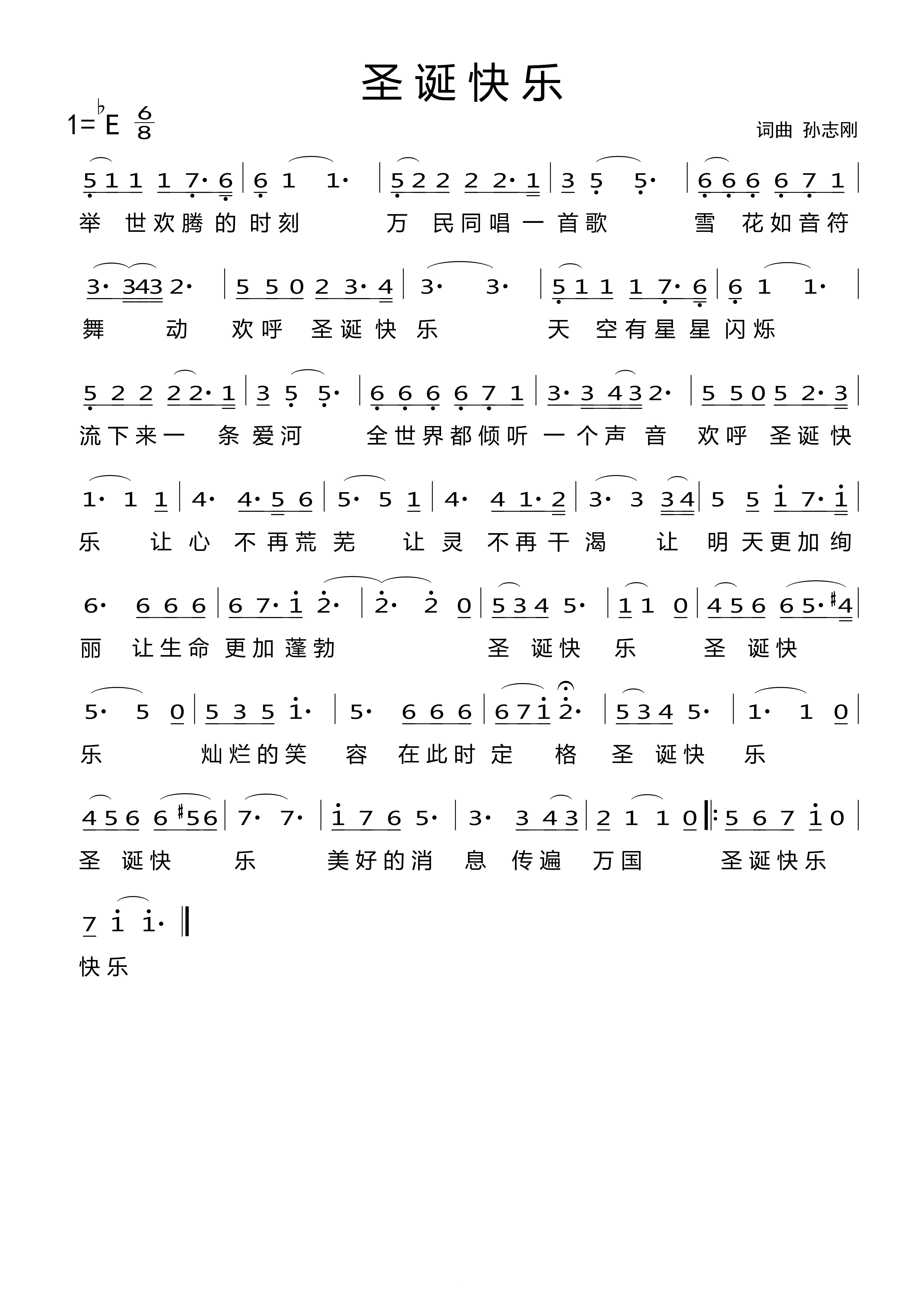 圣诞快乐 简谱 第 1 页