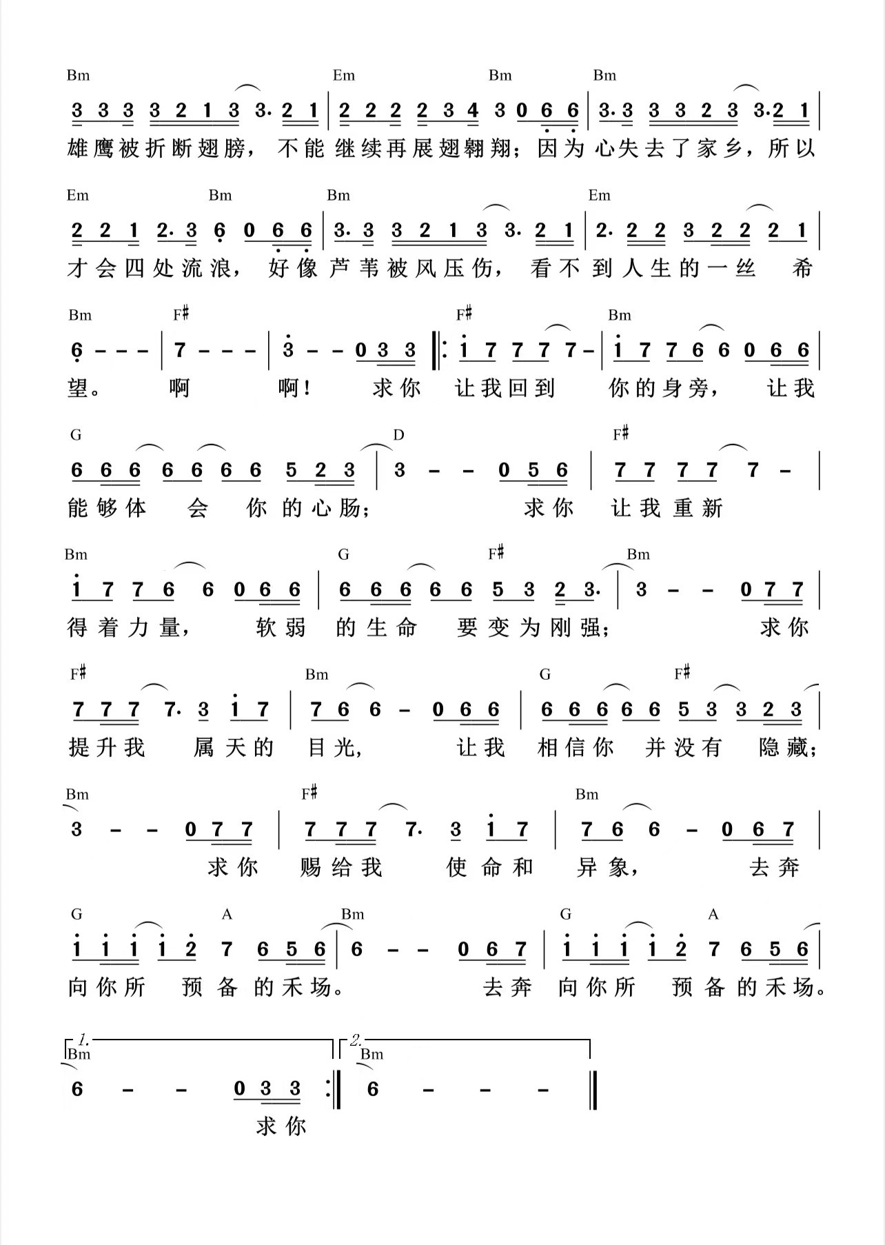 不再流浪 官方和弦简谱 第 2 页