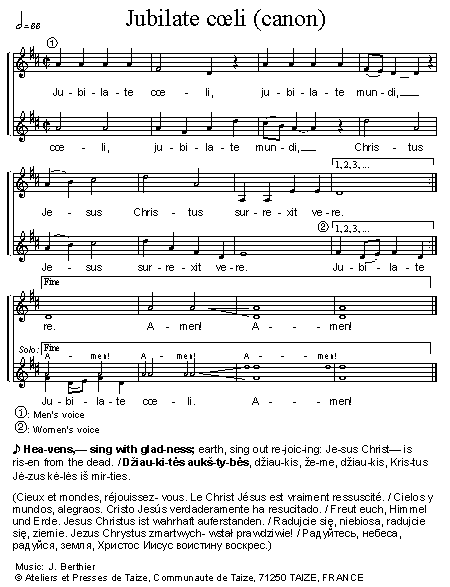 Jubilate Coeli 官方五线谱 第 1 页