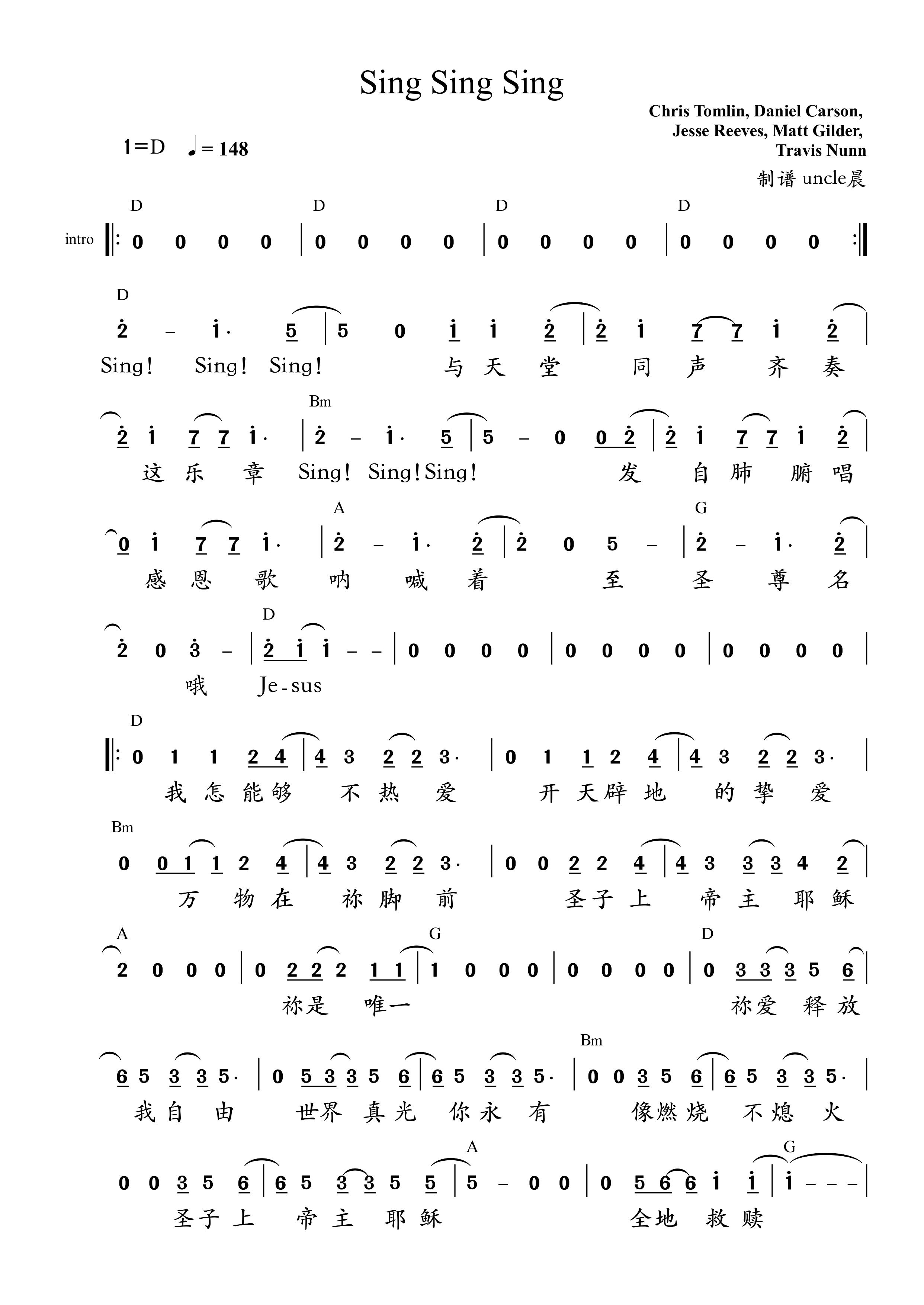 Sing Sing Sing 和弦简谱 第 1 页
