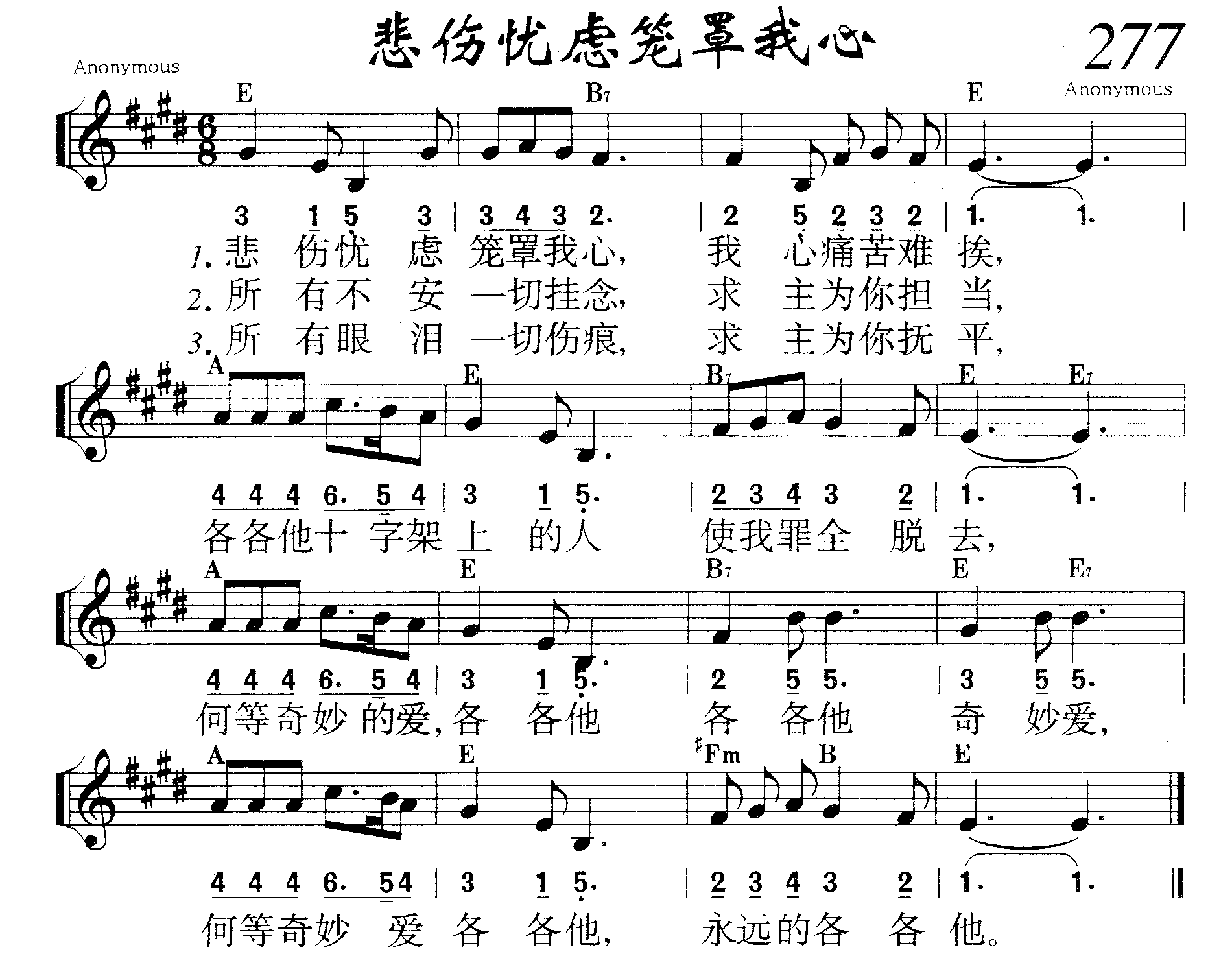 悲伤忧虑笼罩我心 第 1 页