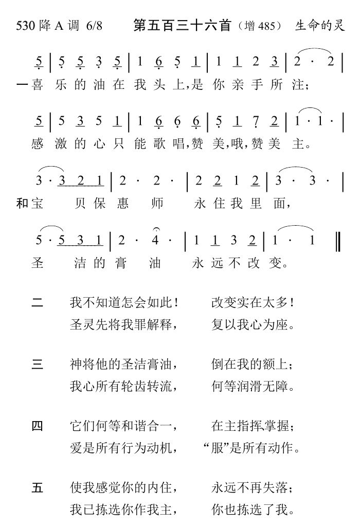 喜乐的油在我头上 第 1 页